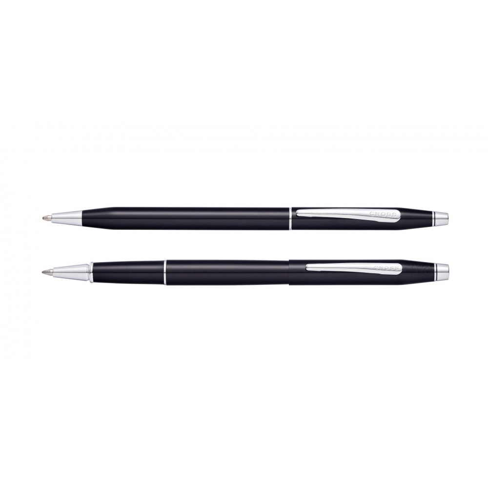 Cross Classic Century Translucent Black Lacquer Ballpen/Pencil Set Logo Branded