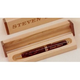 Custom Printed Maple/ Walnut Box & Tortoise Shell Pen Set