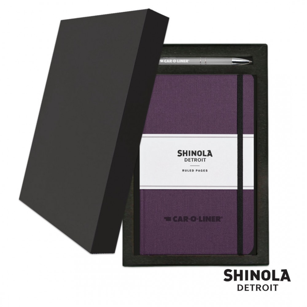 Shinola HardCover Journal/Clicker Pen Gift Set - (M) Purple Custom Printed Shinola HardCover Journal/Clicker Pen Gift Set - (M) Purple Custom Printed