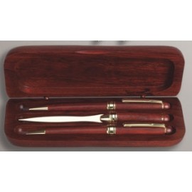 Wooden Pen/Pencil/Letter Opener Set w/Case Custom Imprinted