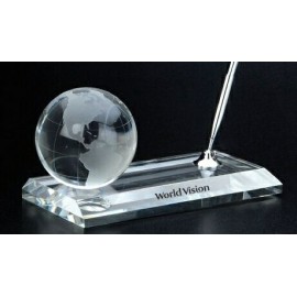 Crystal Globe Pen Stand Set with Logo