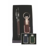 Logo Branded Carbon Fiber Keychain & Matching Pen Gift Set