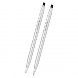 Logo Branded Cross Classic Century Lustrous Chrome Pen and Pencil Set