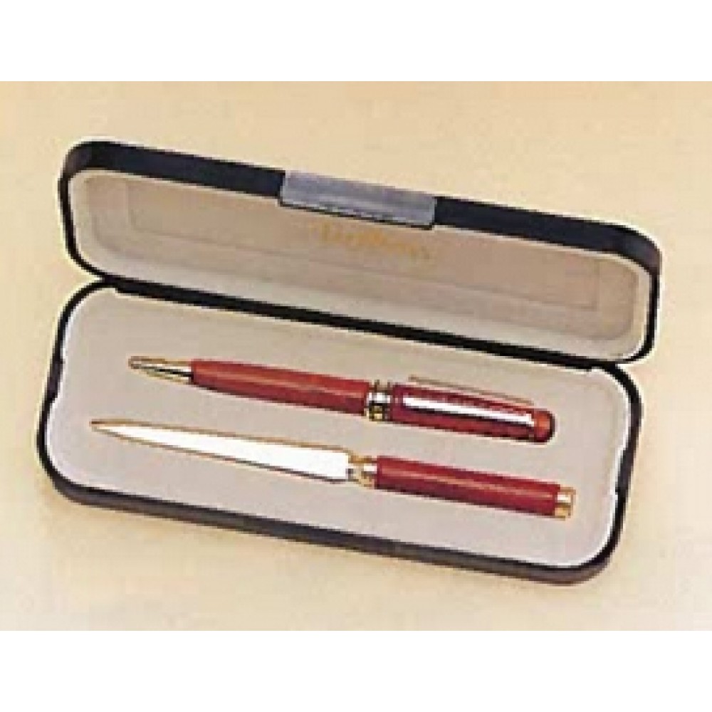 Custom Imprinted Rosewood Euro Pen & Letter Opener Set