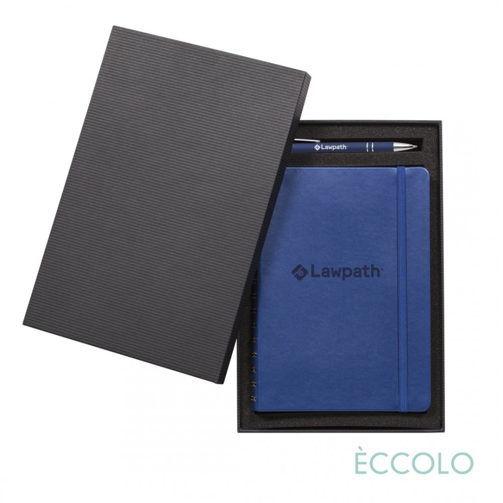 Eccolo Kabuki Spiral Journal/Kurt Pen/Stylus Gift Set - (M) 6"x8" Blue Logo Branded Eccolo Kabuki Spiral Journal/Kurt Pen/Stylus Gift Set - (M) 6"x8" Blue Logo Branded
