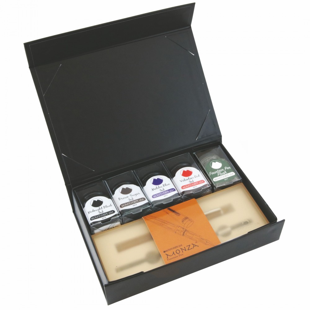 Logo Branded Monteverde USA Monza Signature Gift Set with Ink (Honey Amber - Extra Fine Nib)