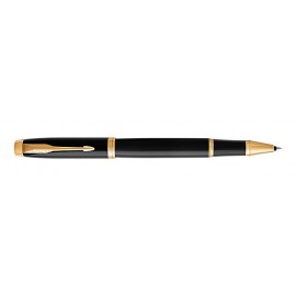 Logo Branded Parker IM Black Lacquer with Gold Trim Rollerball Pen