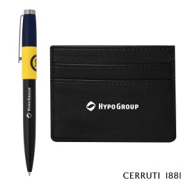 Logo Branded Cerruti 1881 Brick Ballpoint Pen & Card Holder Gift Set