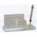 Custom Printed Jade Glass Pen Set w/Business Card Holder & 1 Pearl Black Pen