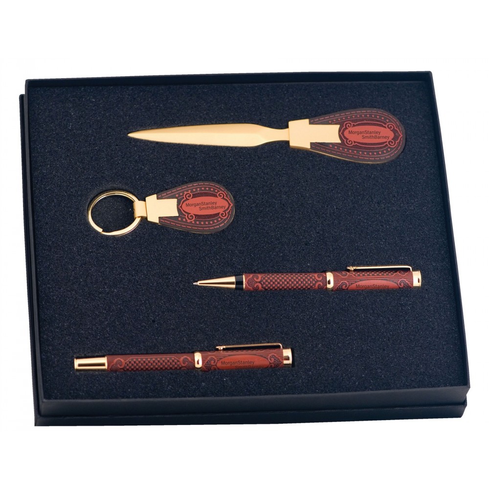Ibellero Large Gift Box Set w/2 Pens/Key Chain/Letter Opener Logo Branded