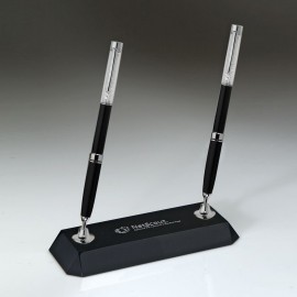 Custom Imprinted Black Crystal w/2 Black Pen Set