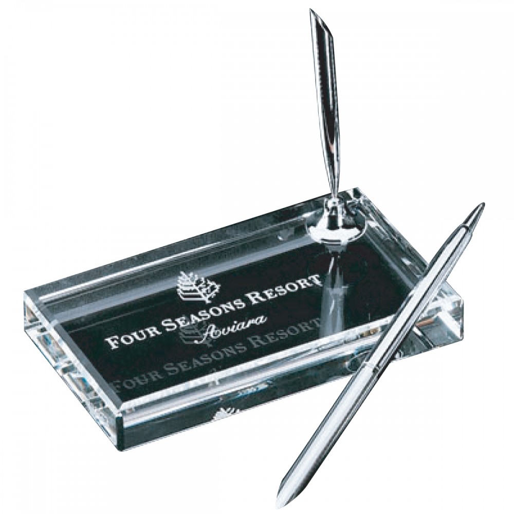 Logo Branded Crystal Single Silver Pen Set Logo Branded Crystal Single Silver Pen Set