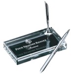 Logo Branded Crystal Single Silver Pen Set