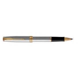 Luxury Line Parker Sonnet Stainless Steel Rollerball Pen With Gold Trim with Logo