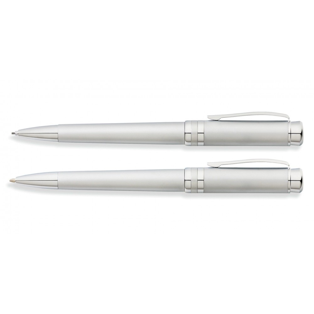 Franklin Covey Freemont Satin Chrome Ballpoint Pen and 0.9mm Pencil Set Custom Printed Franklin Covey Freemont Satin Chrome Ballpoint Pen and 0.9mm Pencil Set Custom Printed