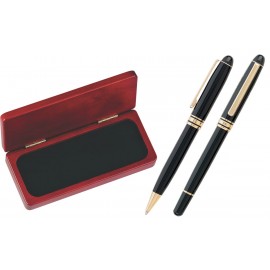 Personalized MB Series Pen and Roller Pen Gift Set in Rosewood gift box - black pen set  Personalized MB Series Pen and Roller Pen Gift Set in Rosewood gift box - black pen set