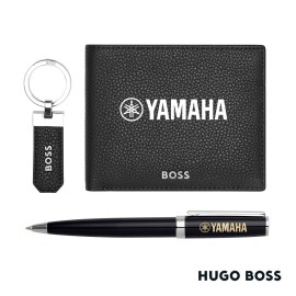 Logo Branded Hugo Boss Ballpoint Pen, Key Ring & Wallet Set - Black  Logo Branded Hugo Boss Ballpoint Pen, Key Ring & Wallet Set - Black