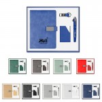 4-Piece Office Gift Set: Metal Signature Pen, Keychain, Leatherette Notebook & Business Card Case Custom Printed