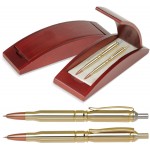 Bullet Pen and pencil gift set - Brass metal bullet shape ball point pen & mechanical pencil set Logo Branded