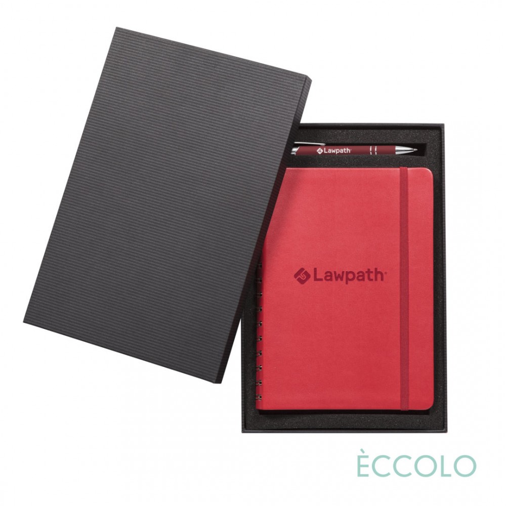 Logo Branded Eccolo Kabuki Spiral Journal/Kurt Pen/Stylus Gift Set - (M) 6"x8" Red Logo Branded Eccolo Kabuki Spiral Journal/Kurt Pen/Stylus Gift Set - (M) 6"x8" Red
