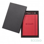 Logo Branded Eccolo Kabuki Spiral Journal/Kurt Pen/Stylus Gift Set - (M) 6"x8" Red