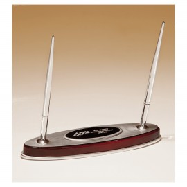 Rosewood Piano Finish Pen Set with Silver Aluminum Accents Logo Branded