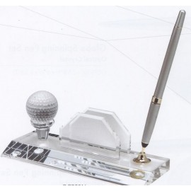 Custom Imprinted Optical Crystal Golf Ball Pen Set w/Business Card Holder & Silver Pen  Custom Imprinted Optical Crystal Golf Ball Pen Set w/Business Card Holder & Silver Pen
