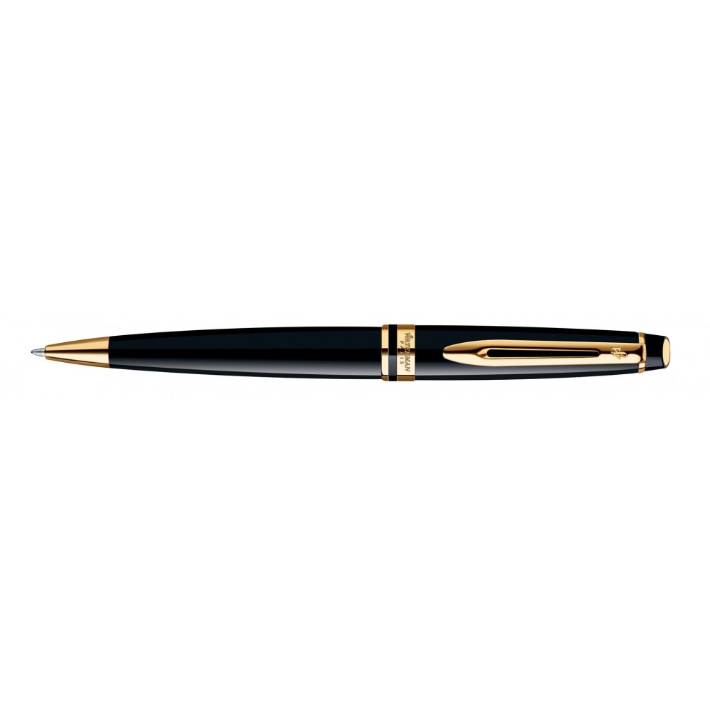 Waterman Expert Ball Point Black Lacquer Gold Trim Pen Custom Printed