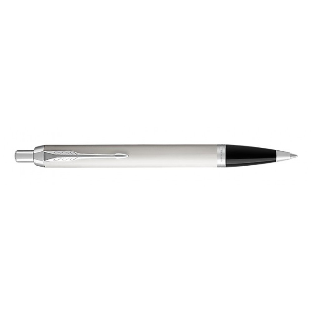 Logo Branded Parker IM White Lacquer with Chrome Trim Ballpoint Pen