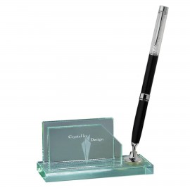 Custom Imprinted Black Pen Set w/Business Card Holder
