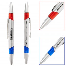 Silver Double Sided Pen with Logo  Silver Double Sided Pen with Logo