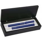 Dot Grip Pen Set Series- Blue Pen and Roller Pen Set, Crescent Moon Shape Clip, black wood gift box Custom Printed