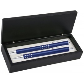 Promotional Dot Grip Pen Set Series- Blue Pen and Roller Pen Set, Crescent Moon Shape Clip, black wood gift box  Promotional Dot Grip Pen Set Series- Blue Pen and Roller Pen Set, Crescent Moon Shape Clip, black wood gift box