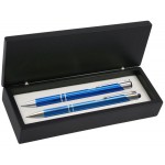 Custom Printed JJ Series Blue Stylus Pen and Pencil Set in Black wood Presentation Gift Box