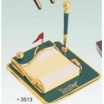 Gold Plated Pen Holder/ Notepad/ Ball Pen (Screened). ON SALE - LIMITED STOCK Custom Printed