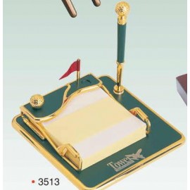 Gold Plated Pen Holder/ Notepad/ Ball Pen (Screened). ON SALE - LIMITED STOCK Custom Printed