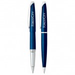 Cross ATX Blue Lacquer Pen Set Logo Branded