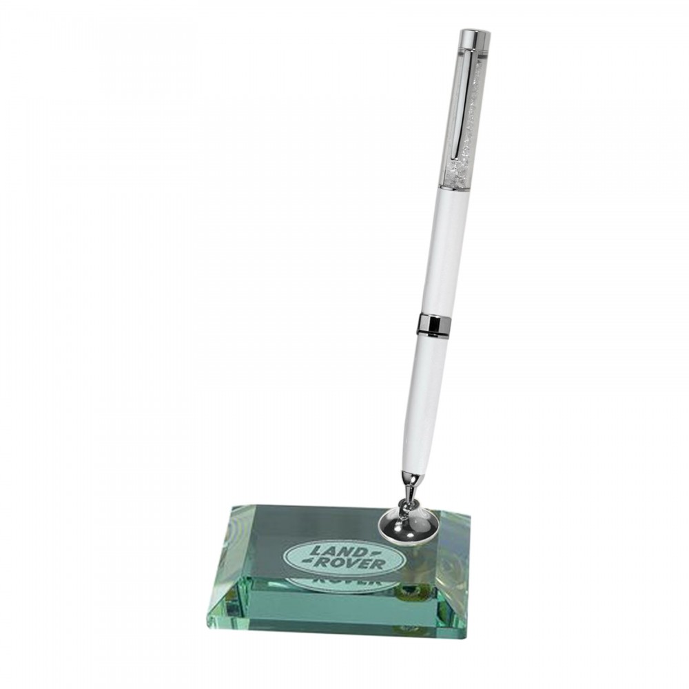 Jade Glass White Pen Set Logo Branded