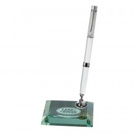 Jade Glass White Pen Set Logo Branded