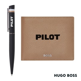 Custom Hugo Boss Ballpoint Pen & Money Holder Set- Camel