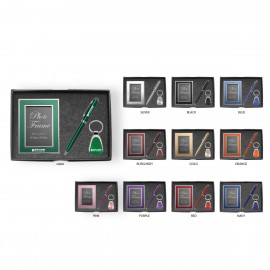 Custom Imprinted Trifecta Gift Set W/ Photo Frame, Teardrop Key Chain, & Ballpoint Pen