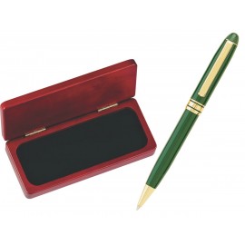 MB Series Ball Point Pen in Rosewood gift box - Green pen set Logo Branded