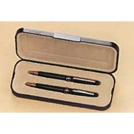 Black Combination Euro Pen & Pencil Set w/Molded Gift Box Logo Branded