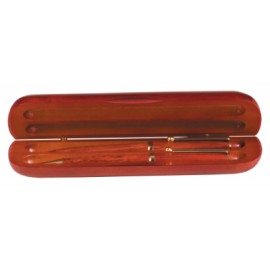 Logo Branded Rosewood Wooden Pen Case with 2 Rosewood Pen Set