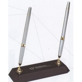 Logo Branded Black Crystal Pen Set w/1 Silver Pen