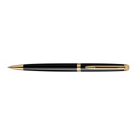 Custom Printed Waterman Hemisphere Ball Pen Black Lacquer Gold Trim