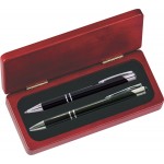 Logo Branded JJ Series Black Stylus Pen and Pencil Set in Rosewood Presentation Gift Box