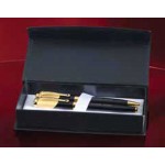 Custom Printed Ball Point and Roller Ball Pen Set with Blue Jewel Accents in Box