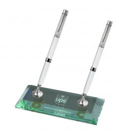 Jade Glass - 2 White Pen Set Logo Branded