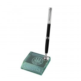 Custom Imprinted Jade Glass - Black Pen Set